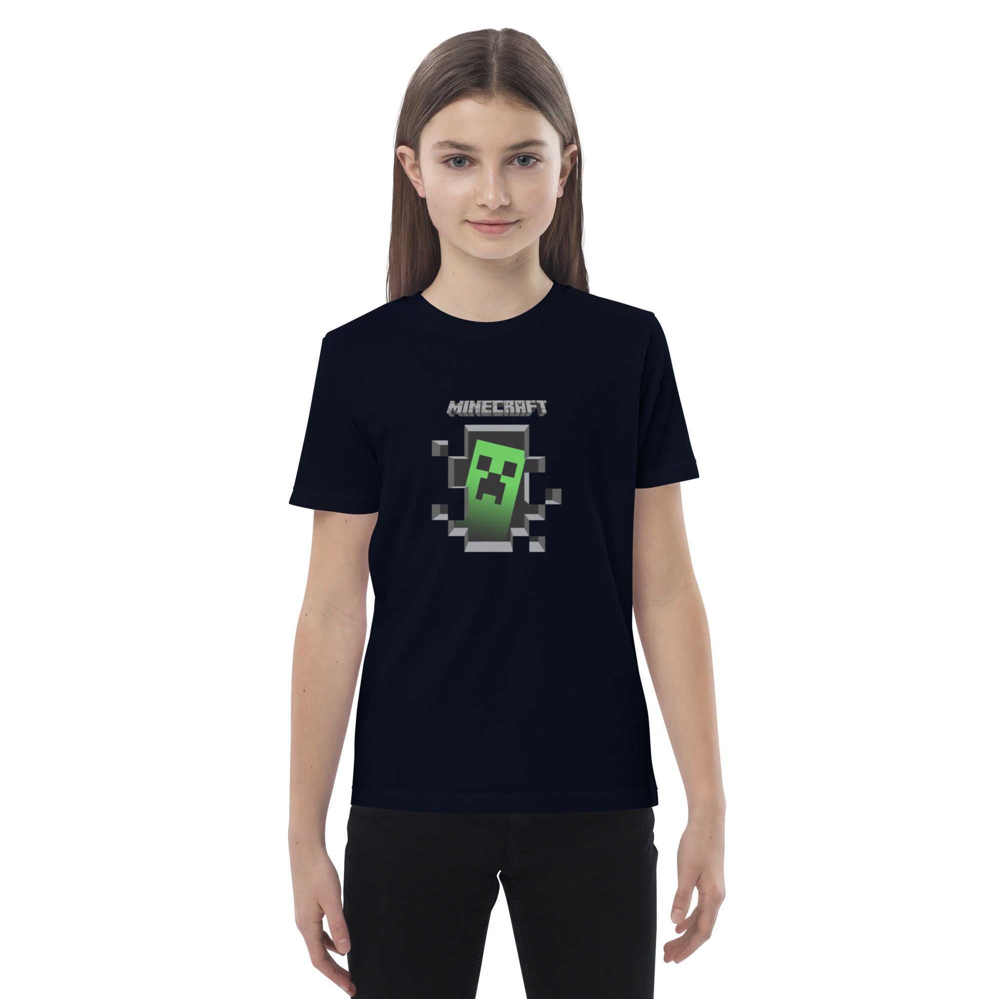 Minecraft Creeper Design Organic Cotton Kids T-Shirt