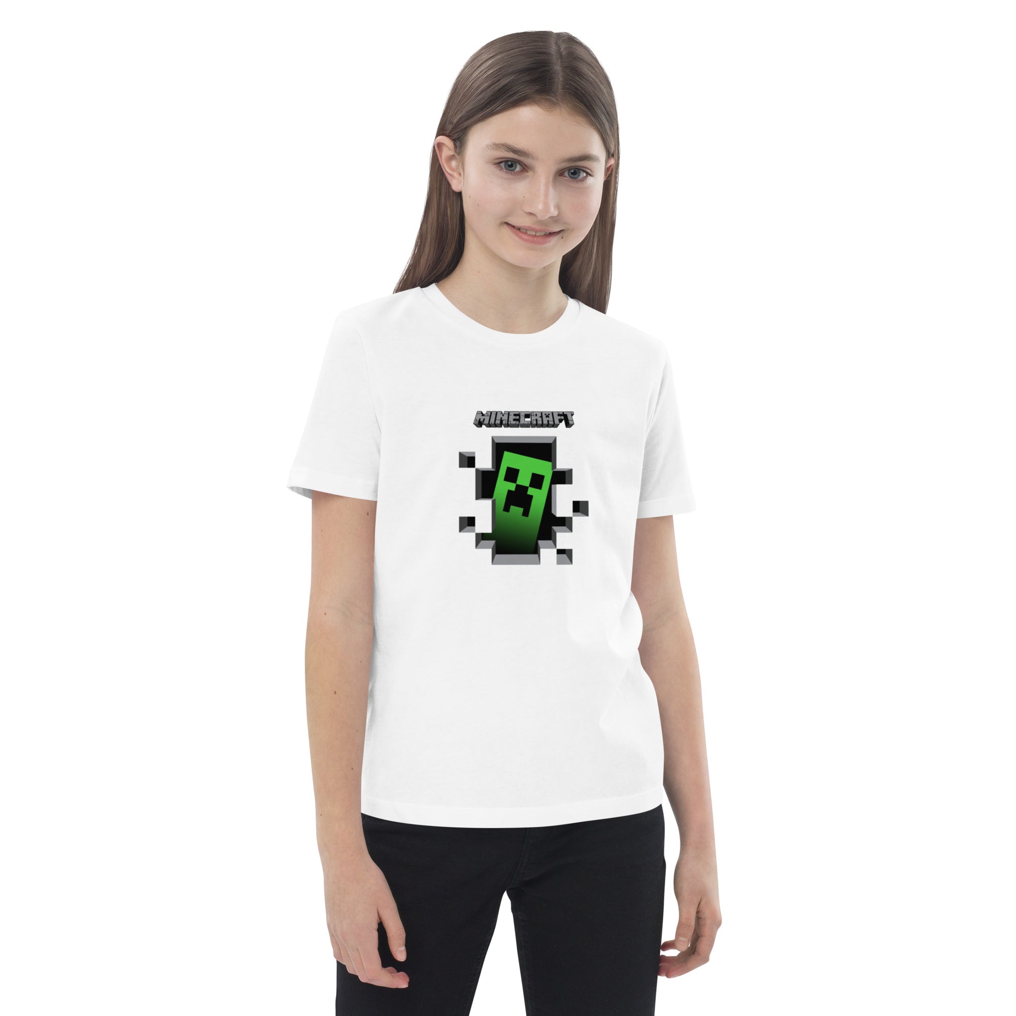 Minecraft Creeper Design Organic Cotton Kids T-Shirt