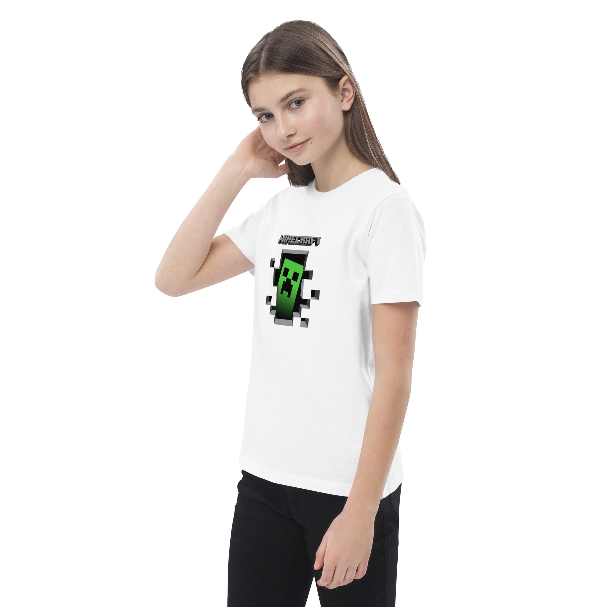 Minecraft Creeper Design Organic Cotton Kids T-Shirt