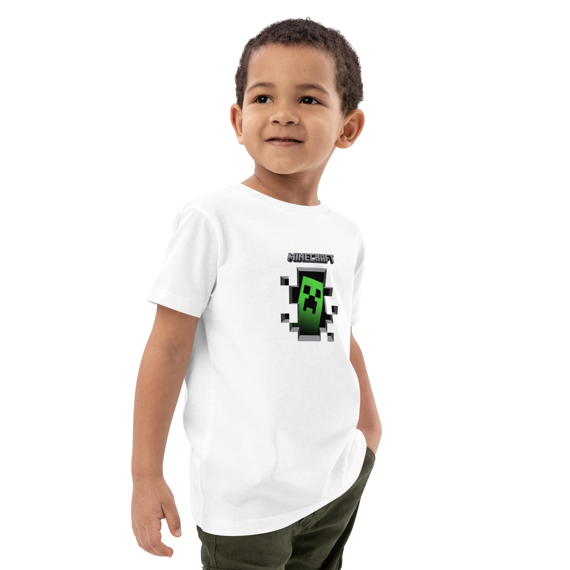 Minecraft Creeper Design Organic Cotton Kids T-Shirt