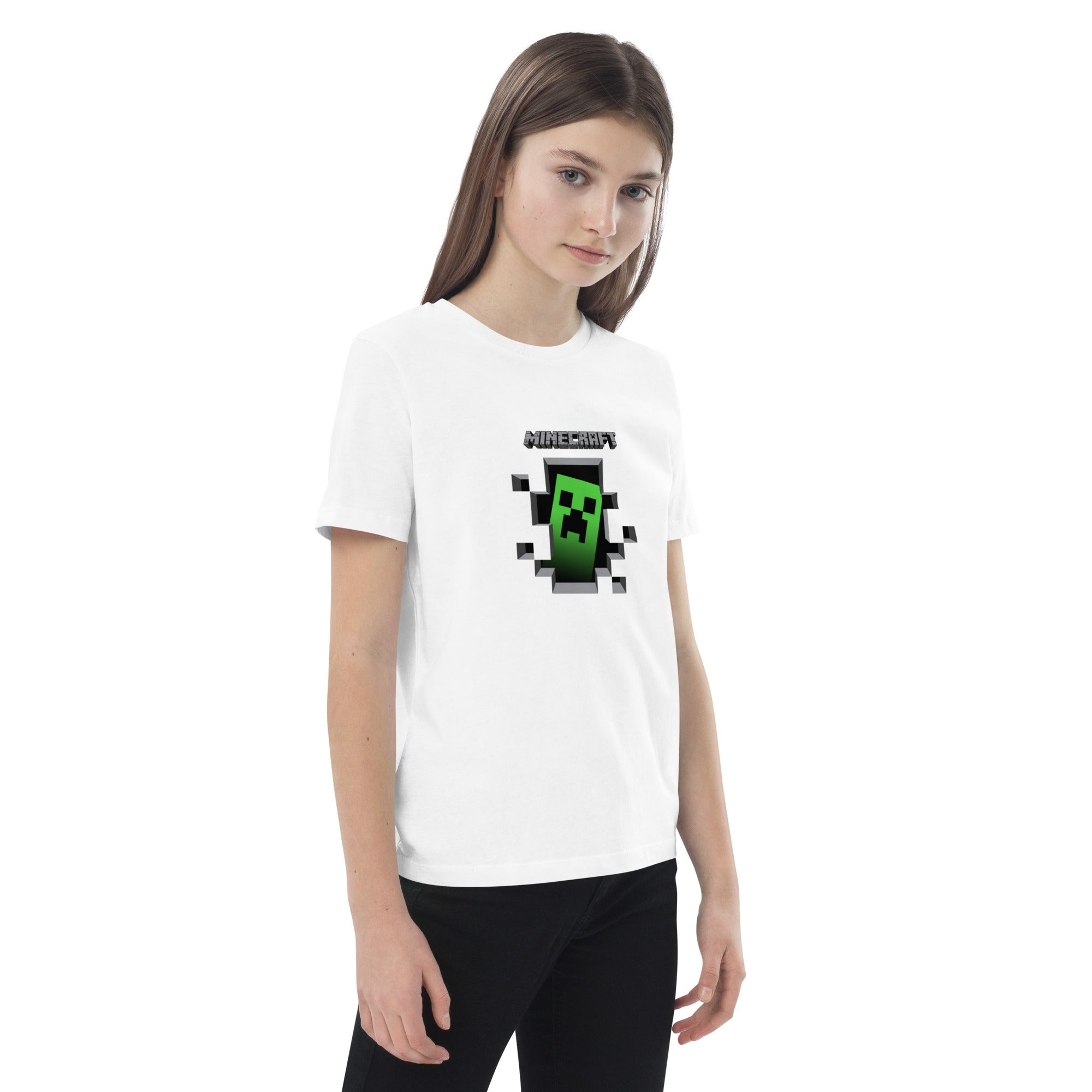 Minecraft Creeper Design Organic Cotton Kids T-Shirt