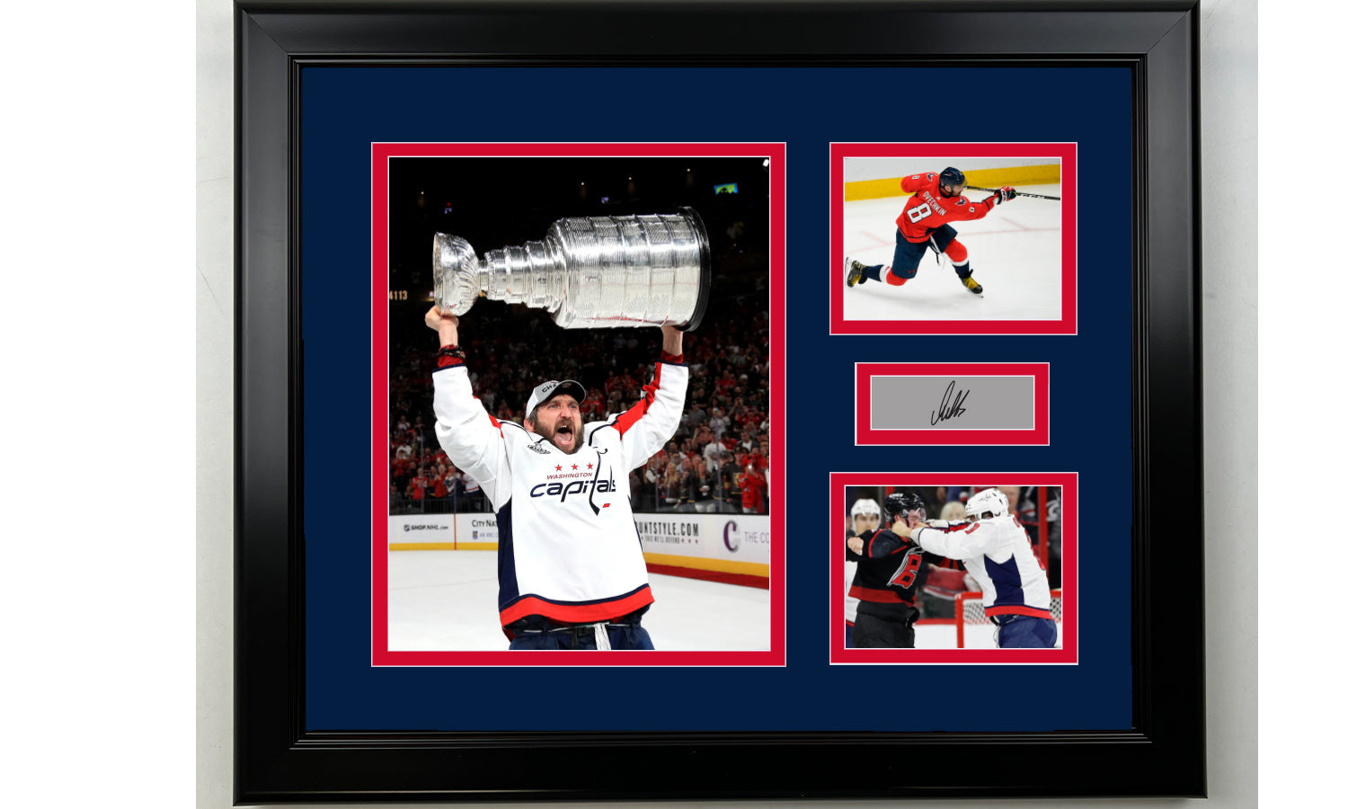 Framed Alexander Ovechkin Washington Capitals Facsimile Laser Engraved Signature Hockey 14x11 3 Photo Collage