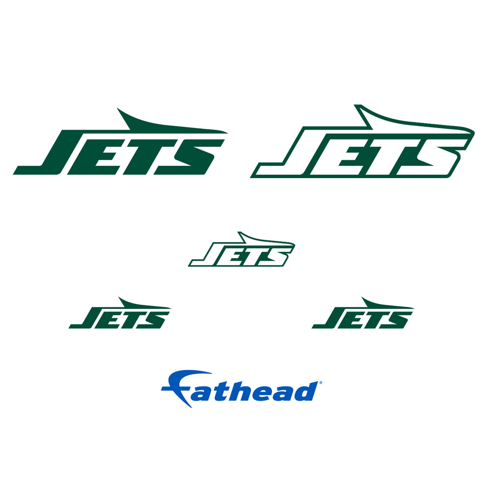 New York Jets - 5 Logo Minis (Mixed Sizes) - Official NFL - Reusable Vinyl Decals