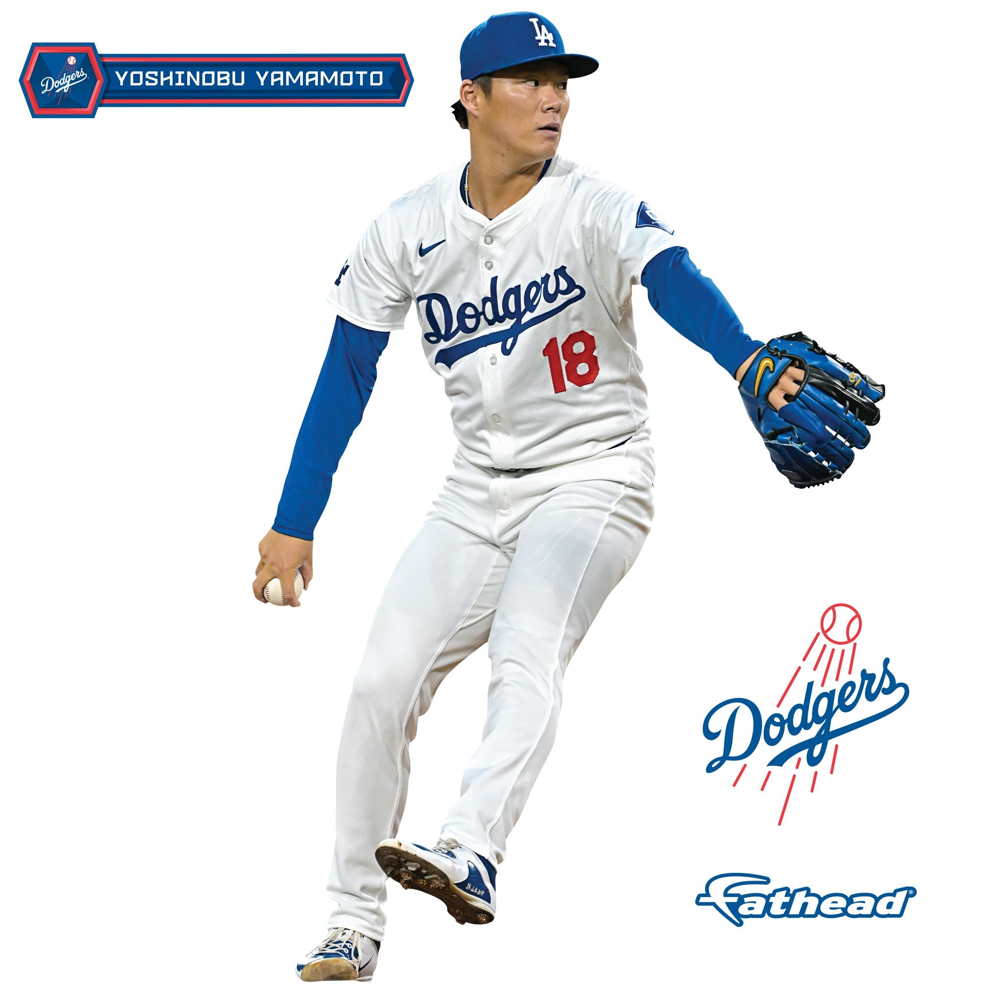 Yoshinobu Yamamoto - RealBig Collection - Official MLB - Los Angeles Dodgers - Reusable Vinyl Wall Decals