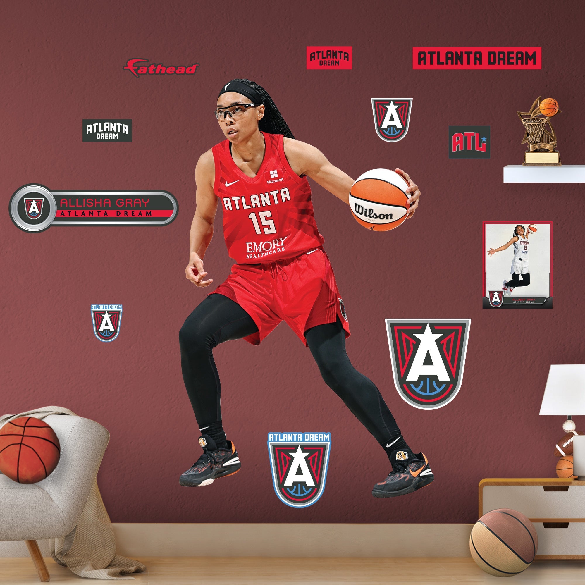Allisha Gray - RealBig Collection - Official WNBA - Atlanta Dream - Reusable Vinyl Wall Decals