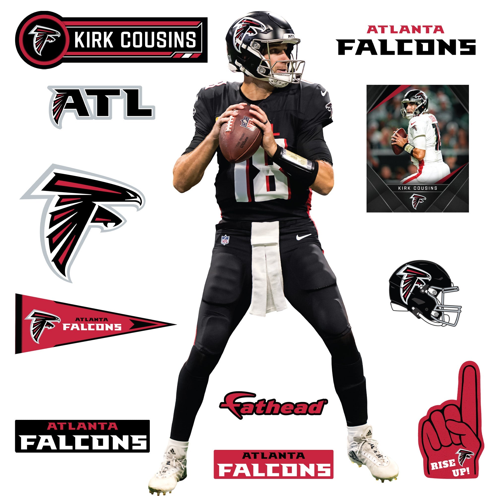 Kirk Cousins - RealBig Collection - Official NFL - Atlanta Falcons - Reusable Vinyl Wall Decals