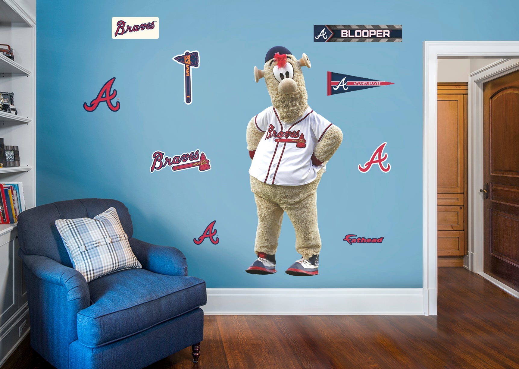 Blooper Mascot - RealBig Collection - Official MLB - Atlanta Braves - Reusable Vinyl Wall Decals