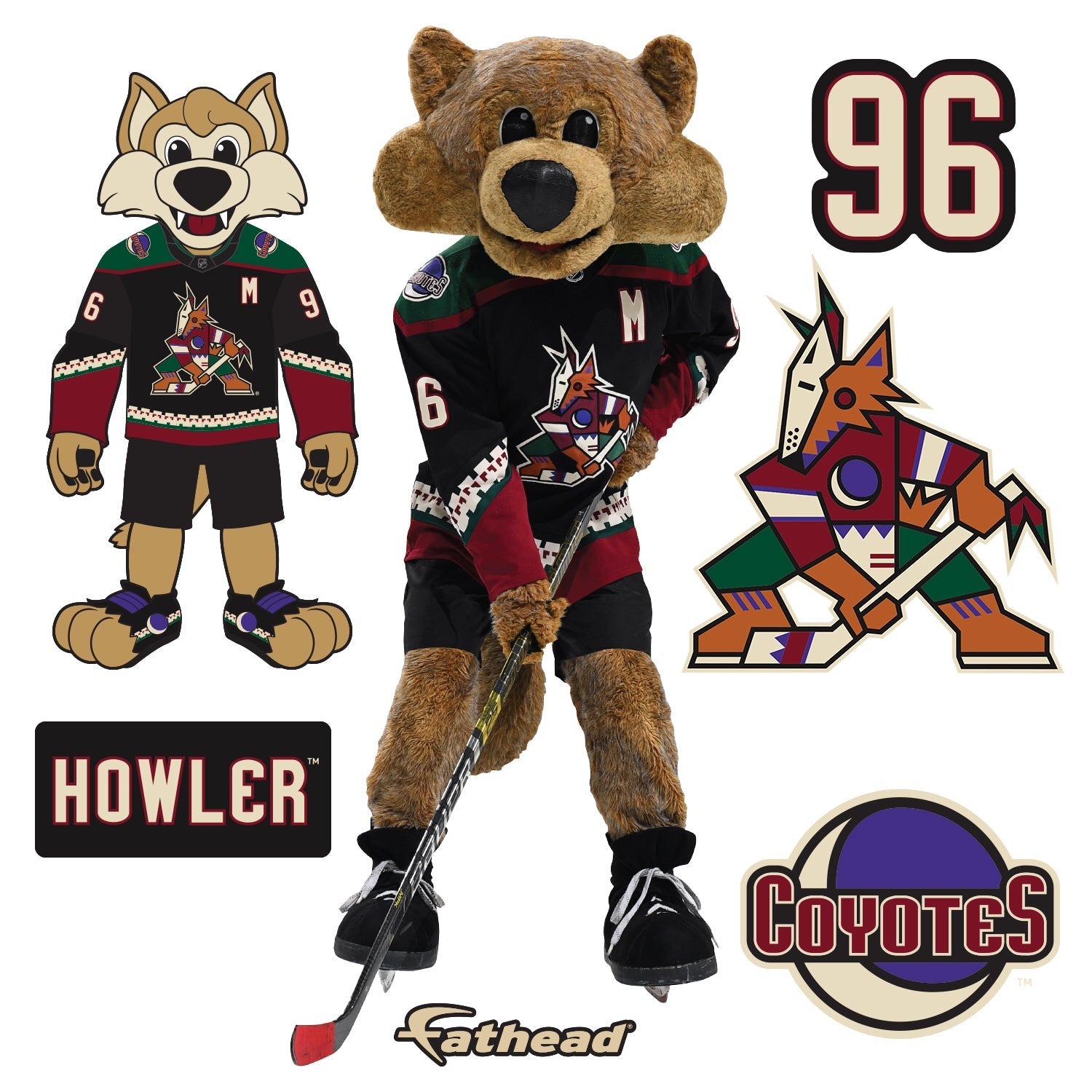 Howler Mascot - RealBig Collection - Official NHL - Arizona Coyotes - Reusable Vinyl Wall Decals