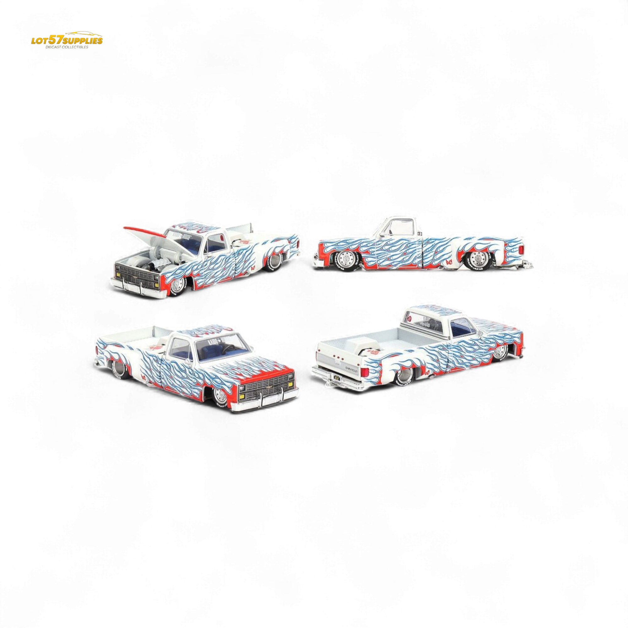 Mini GT x Kaido House Chevrolet Silverado DUALLY on Fire V2 1:64 KHMG157