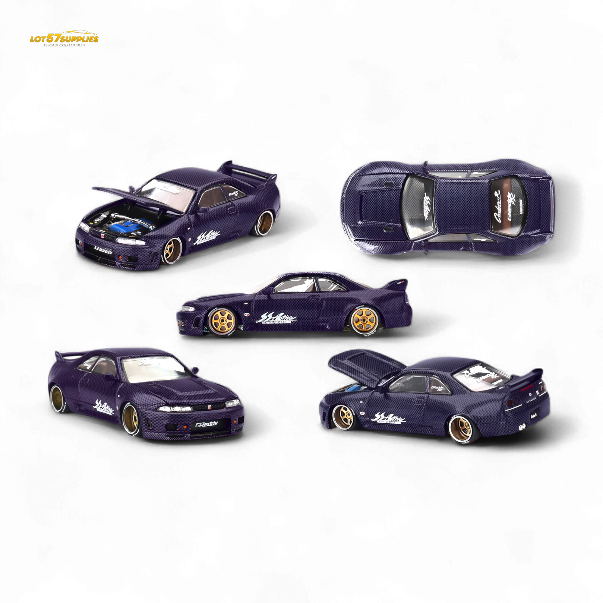 Mini GT x Kaido House Nissan Skyline GT-R (R33) Purple Active Carbon R V2 1:64 KHMG163
