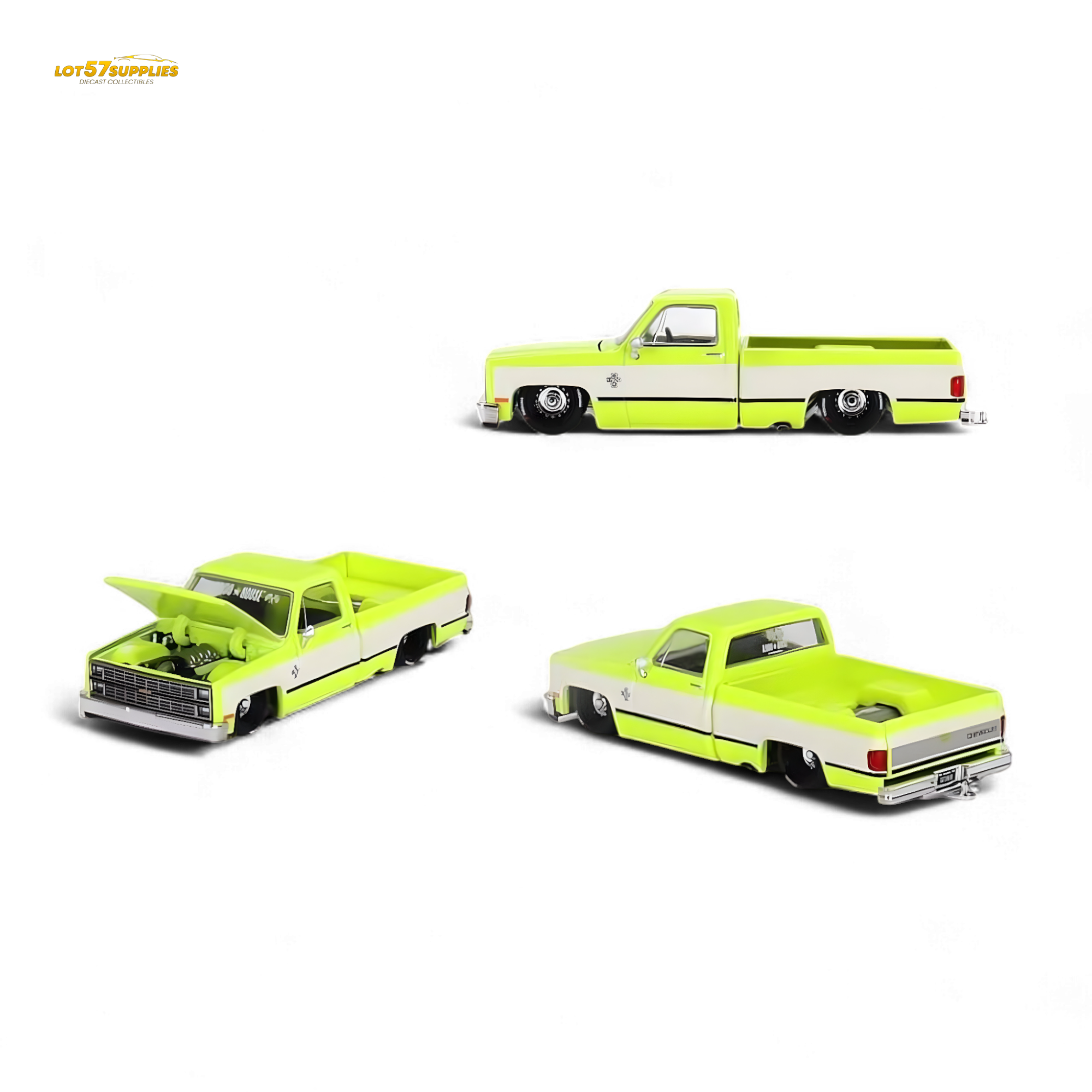 Mini GT x Kaido House Chevrolet Silverado FLO YELLOW 1:64 KHMG112