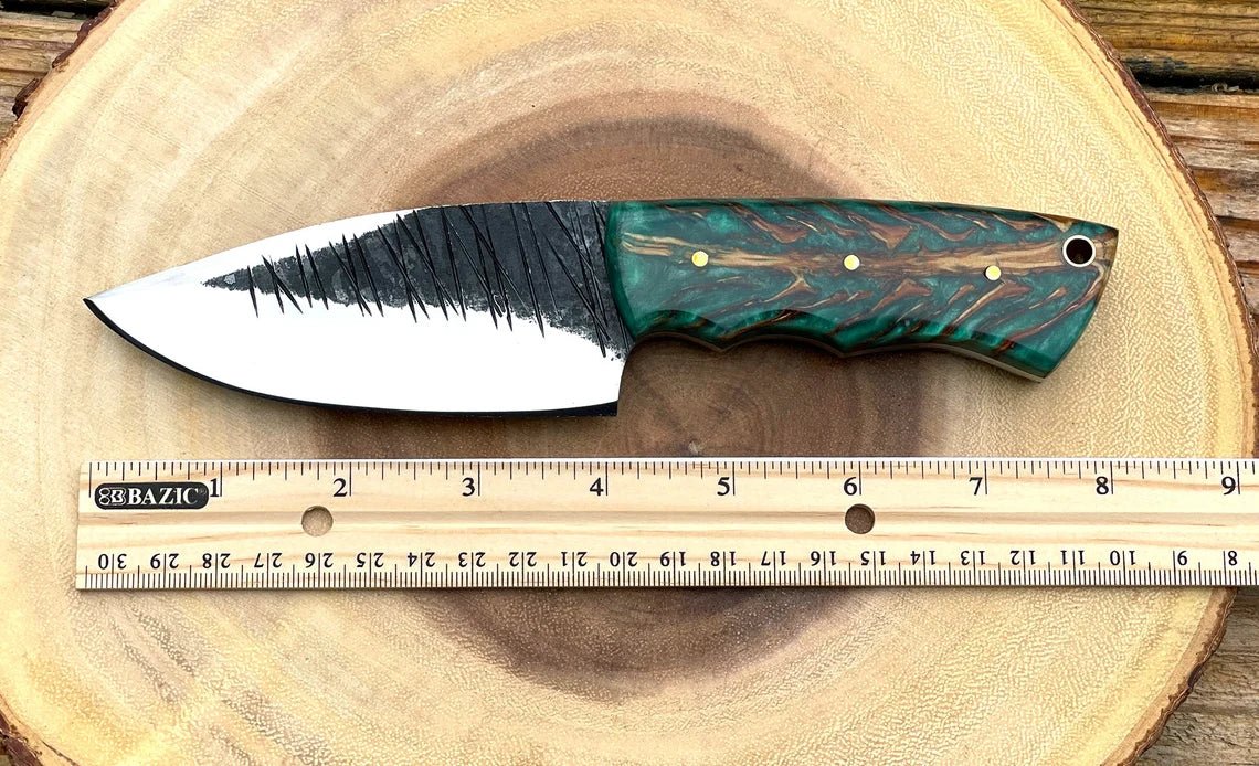 Pine Cone Handle Fixed Blade Knife, Custom Full Tang Hunting Knife