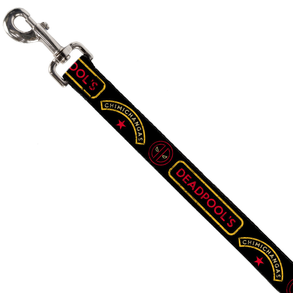 Dog Leash - DEADPOOL'S CHIMICHANGAS and Logo Black/Gold/Red