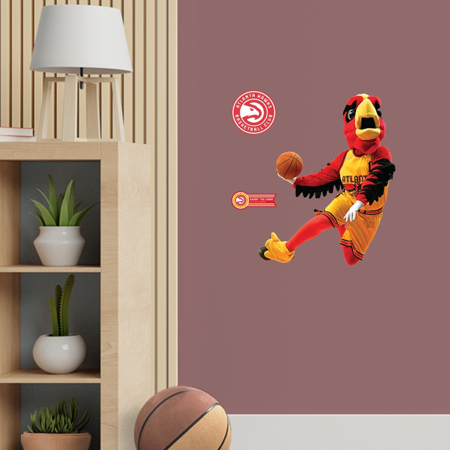 Harry the Hawk Mascot - RealBig Collection - Official NBA - Atlanta Hawks - Reusable Vinyl Wall Decals