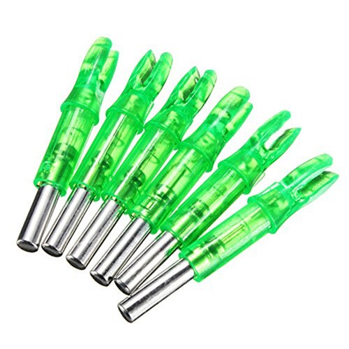 6pcs/lot Automatically ABS 44*6.2mm Led Lighted Arrow Nock Fits diameter Archery hunting Shooting arrow Accessories 4 color