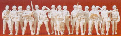 Preiser 16529 HO Unpainted US Modern Infantry Figures (16) (Kit)