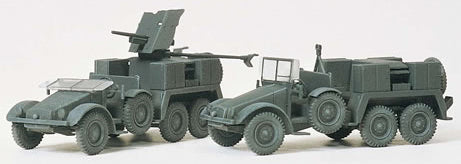 Preiser 16553 HO Unpainted German Reich Limber Kfz 69 Krupp Vehicle w/3,7cm PAK