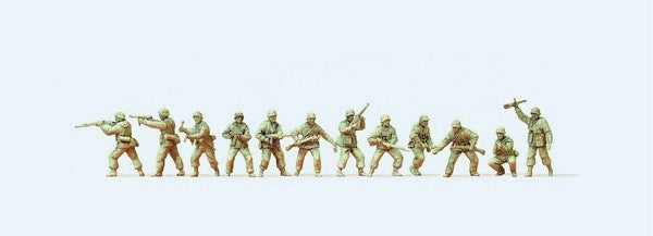 Preiser 16604 HO Unpainted German Infantry Riflemen Winter Dress (12) WWII (Kit)