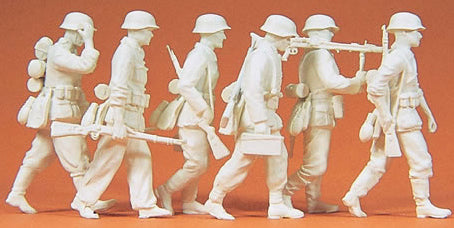 Preiser 64013 1/35 Unpainted German Reich Grenadiers Advancing w/MG 1939-45 (6)