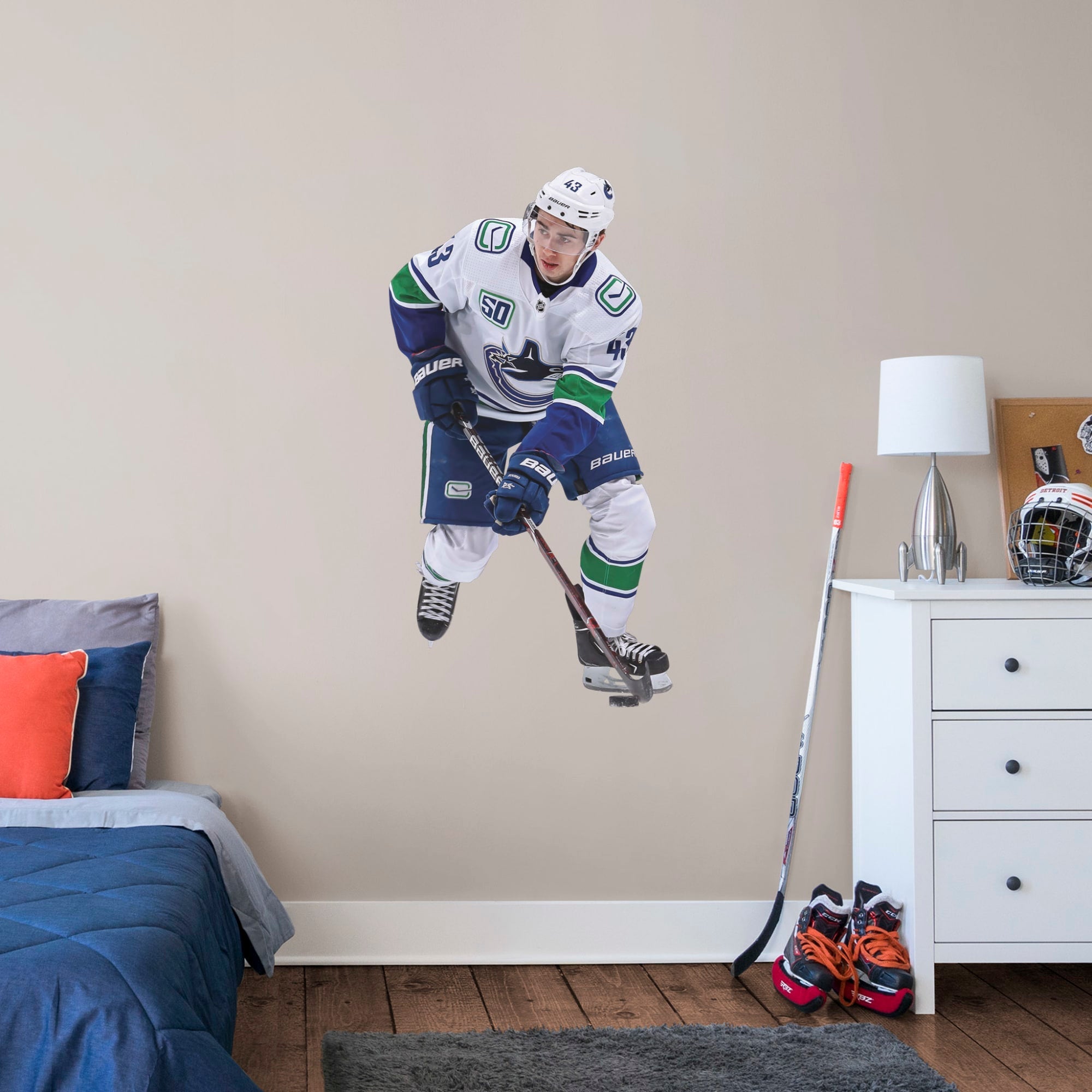 Quinn Hughes - RealBig Collection - Official NHL - Vancouver Canucks - Reusable Vinyl Wall Decals #1