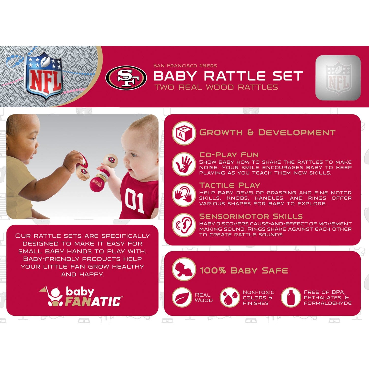 San Francisco 49ers - Baby Rattles 2-Pack