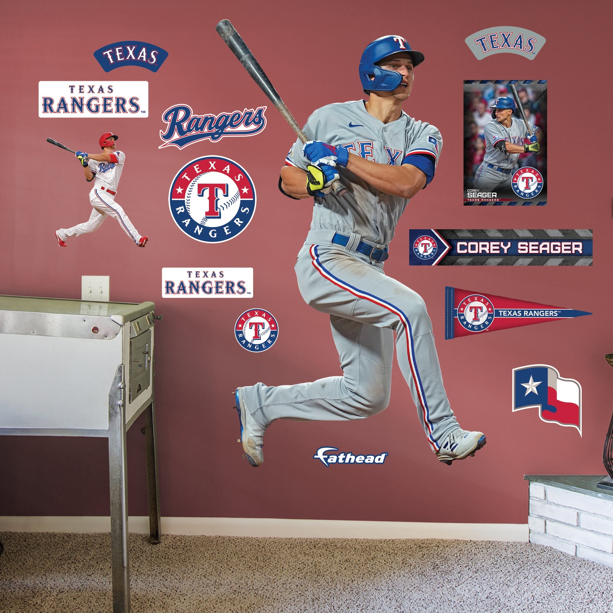 Corey Seager - RealBig Collection - Official MLB - Texas Rangers - Reusable Vinyl Wall Decals #1