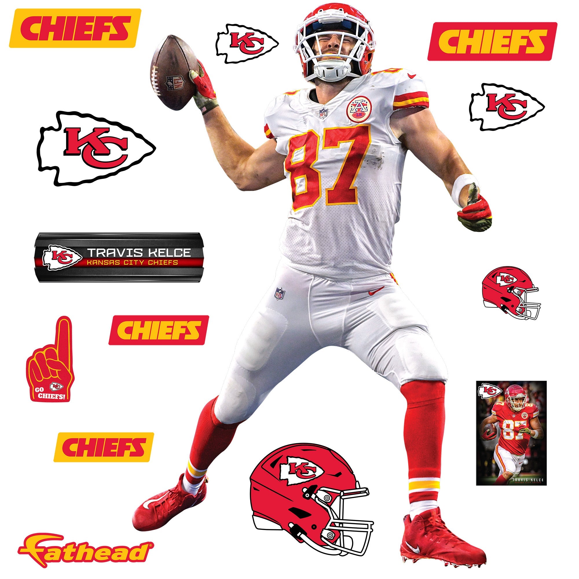 Travis Kelce - RealBig Spike Collection - Official NFL - Kansas City Chiefs - Reusable Vinyl Wall Decals