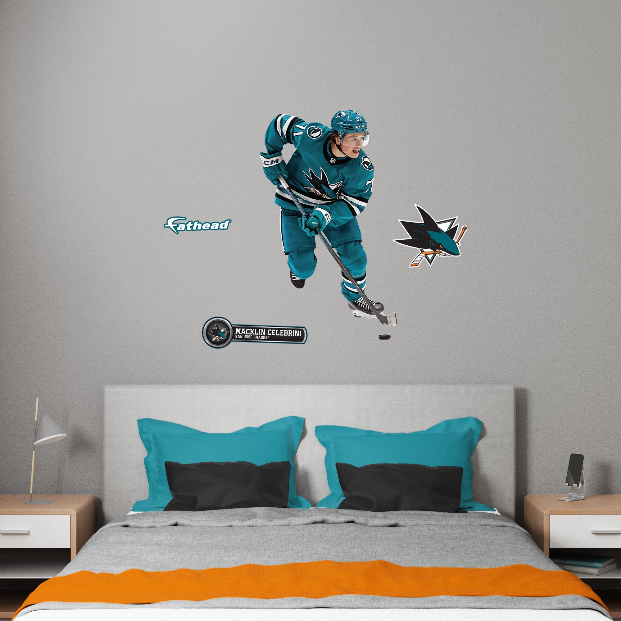 Macklin Celebrini - Realbig Collection - Official NHL - San Jose Sharks - Reusable Vinyl Wall Decals