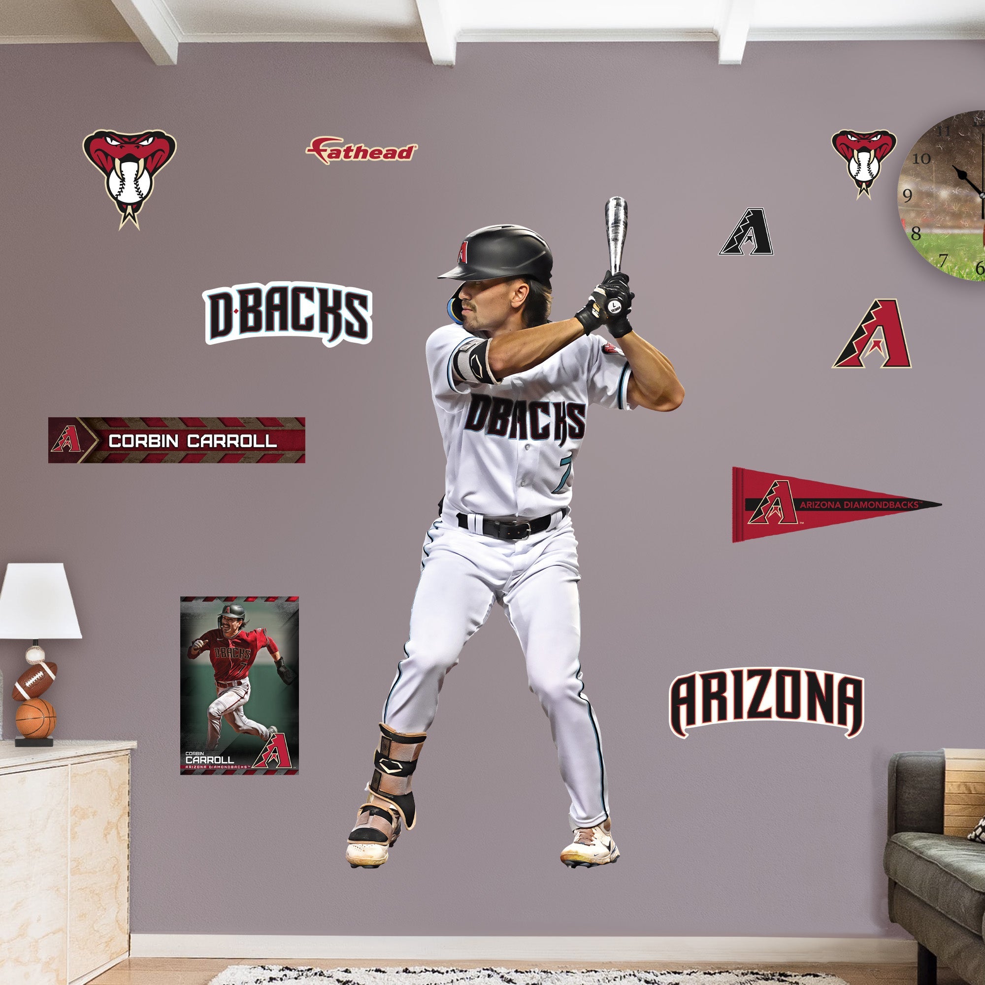 Corbin Carroll - RealBig Collection - Official MLB - Arizona Diamondbacks - Reusable Vinyl Wall Decals #1