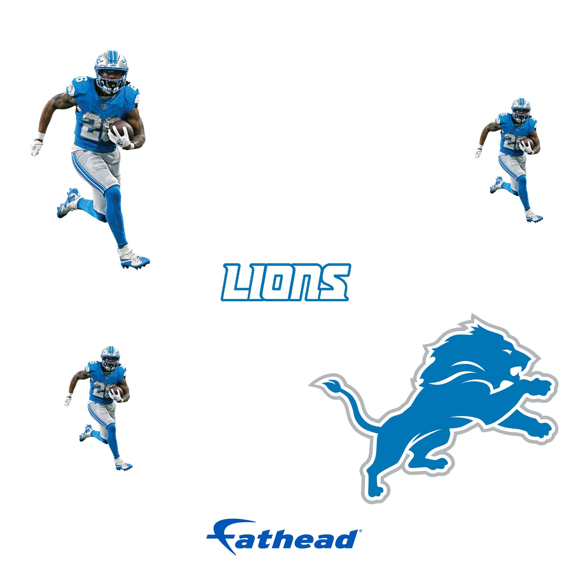 Jahmyr Gibbs - 5 Minis (Mixed Sizes) - Official NFL - Detroit Lions - Reusable Vinyl Decals