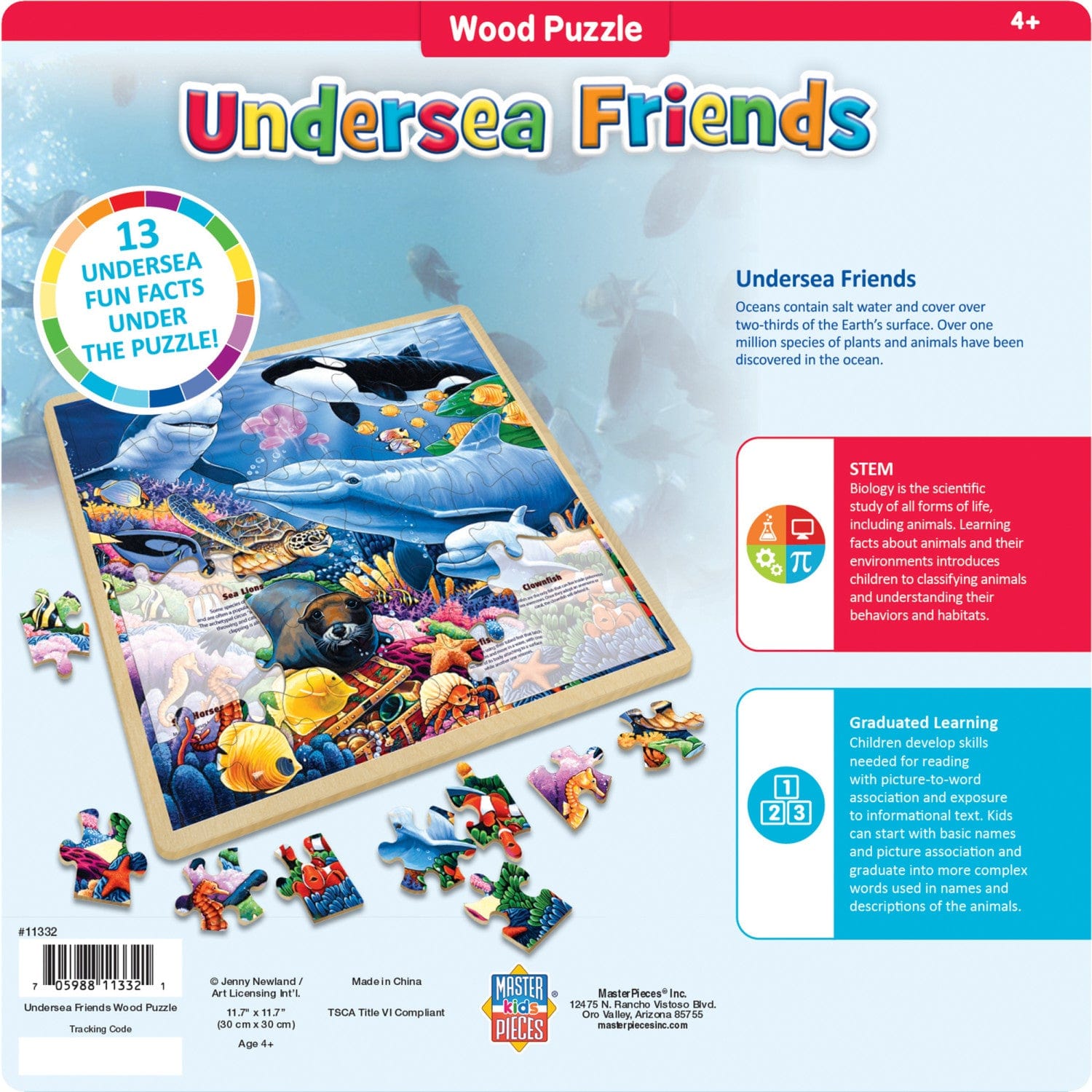 Wood Fun Facts - Undersea Friends 48 Piece Wood Jigsaw Puzzle