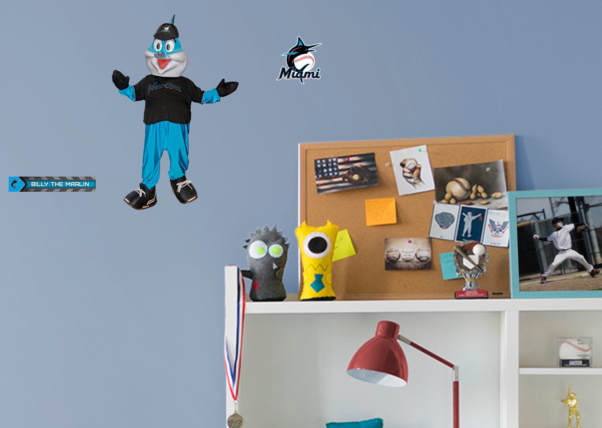 Billy The Marlin - RealBig Mascot Collection - Official MLB - Miami Marlins - Reusable Vinyl Wall Decals