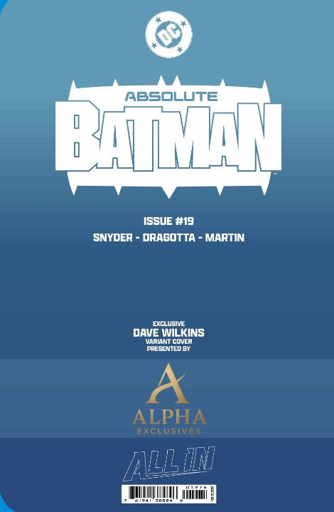 Absolute Batman #19 David Wilkins Alpha Exclusives Virgin variant Pre-order