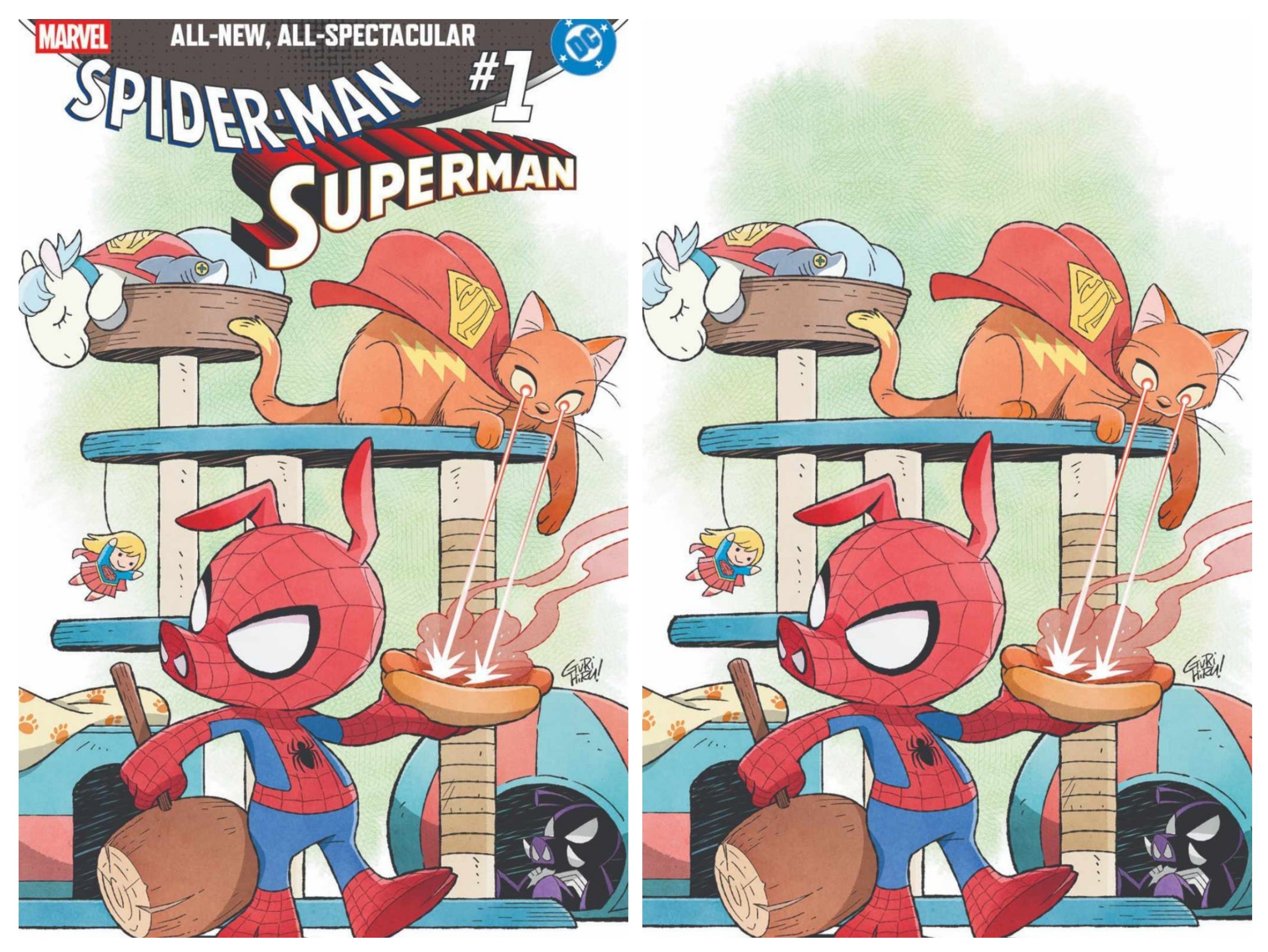 Super Man/ Spiderman #1 Alpha Exclusives art by Gurihiru set