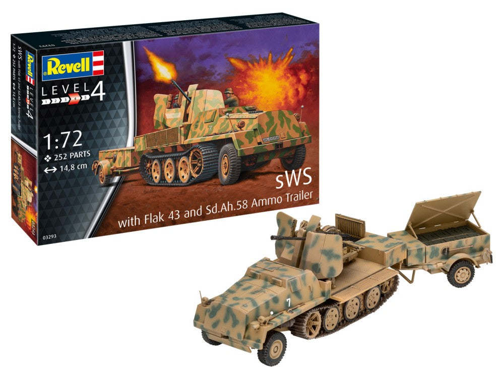 Revell 3293 1/72 sWS Heavy Armored Halftrack w/3.7cm Flak 43 Gun