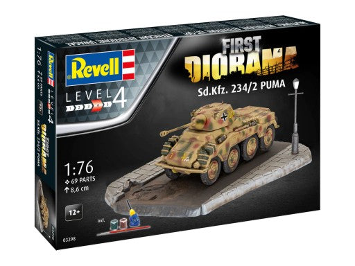Revell 3298 1/76 SdKfz 234/2 Puma Armored Vehicle Diorama Set w/paint & glue (D)