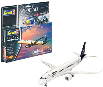 Revell 63883 1/144 Embraer 190 Lufthansa Passenger Airliner w/paint & glue