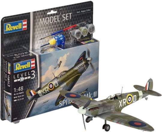 Revell 63959 1/48 Spitfire Mk II Aircraft w/paint & glue (D)