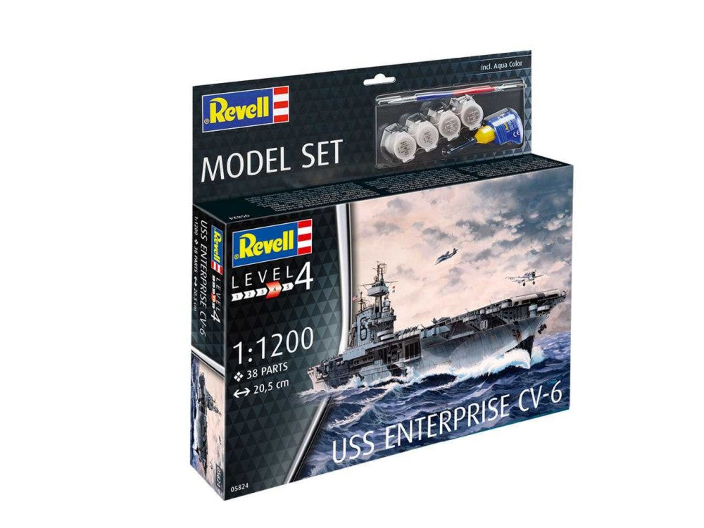 Revell 65824 1/1200 USS Enterprise CV6 Aircraft Carrier w/paint & glue