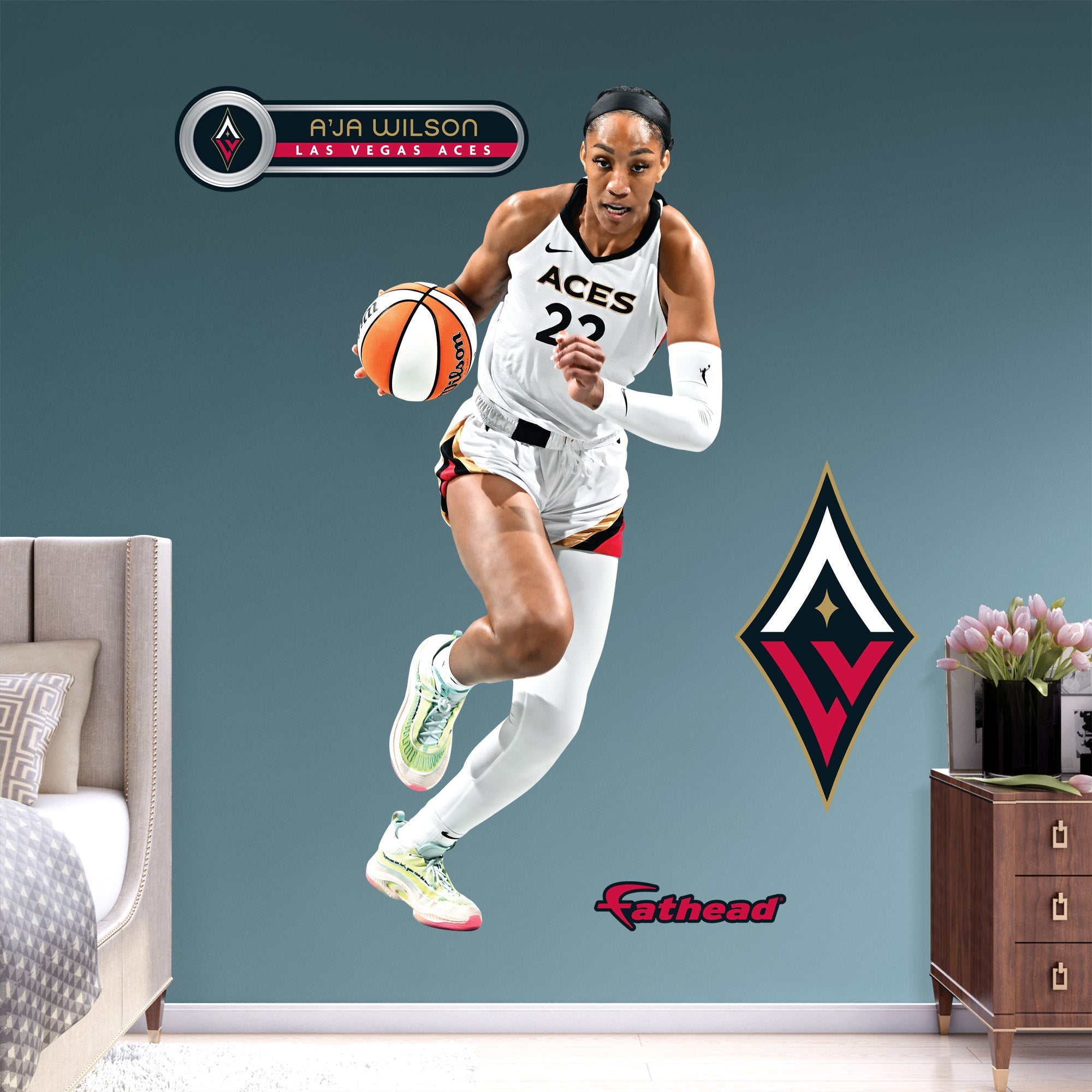 A'ja Wilson - RealBig Collection - Official WNBA - Las Vegas Aces - Reusable Vinyl Wall Decals
