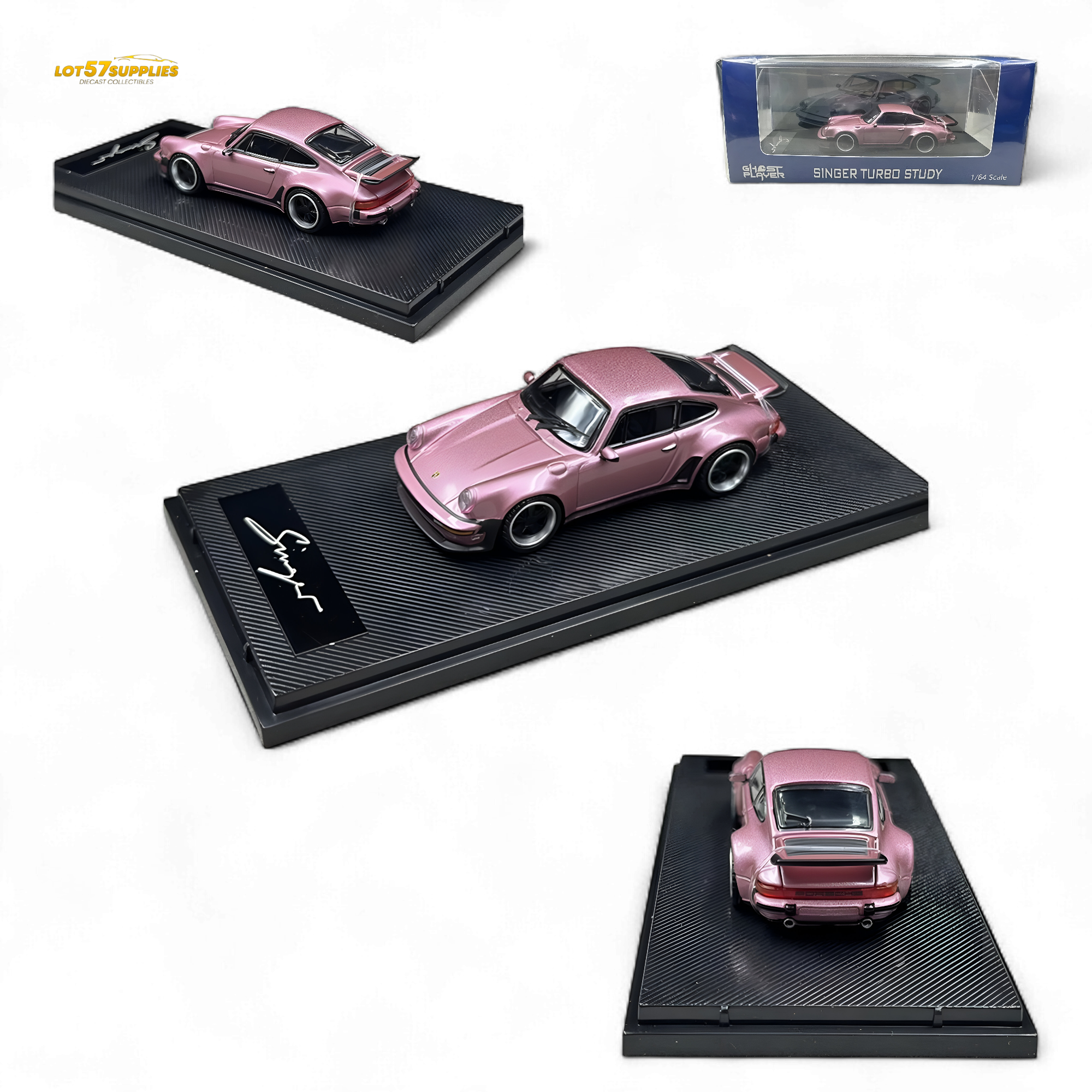 HobbyFans Porsche Singer 930 Turbo Study Ghost Player Custom Pink 1:64