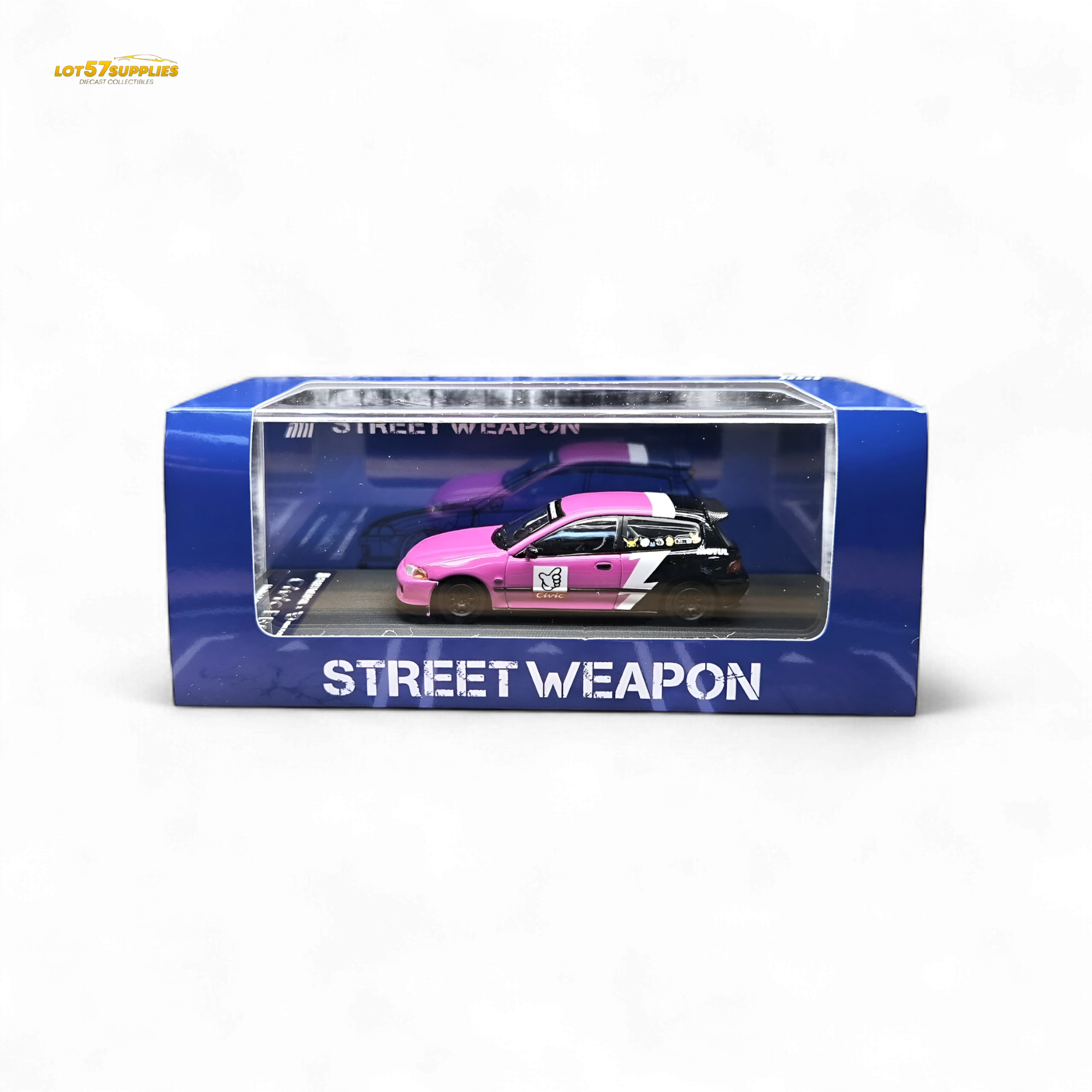 Street Weapon Honda Civic EG6 No Good Racing Pink - Black 1:64