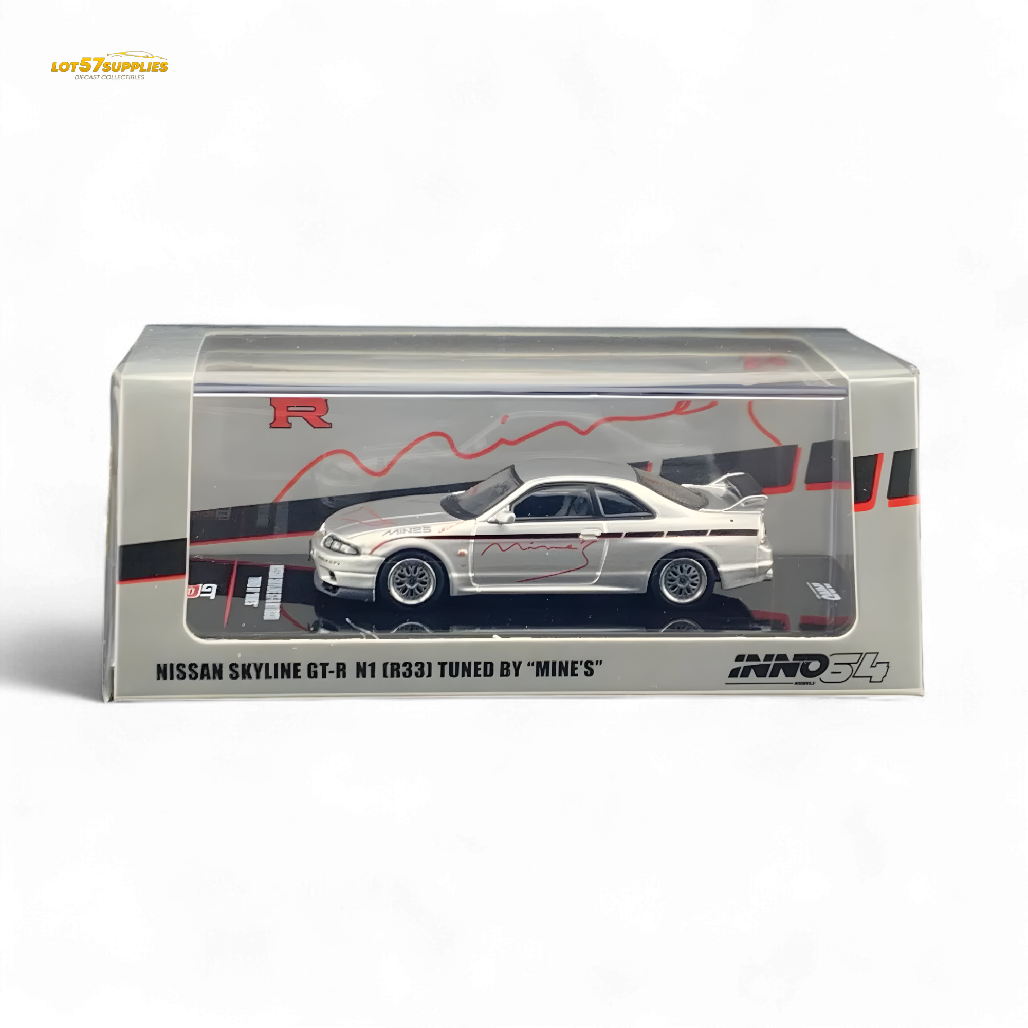 Inno64 NISSAN SKYLINE GR-R (R33) "Tuned by Mine's" Silver 1:64