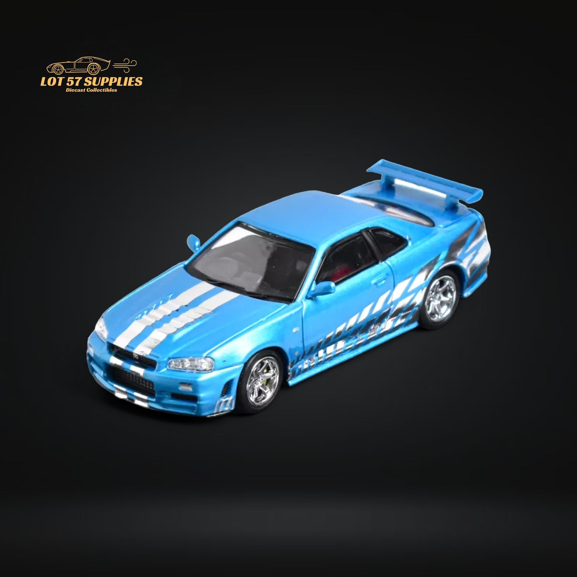 Stance Hunters Skyline GT-R R34 Z-Tune Guru Chrome Blue 888pcs 1:64