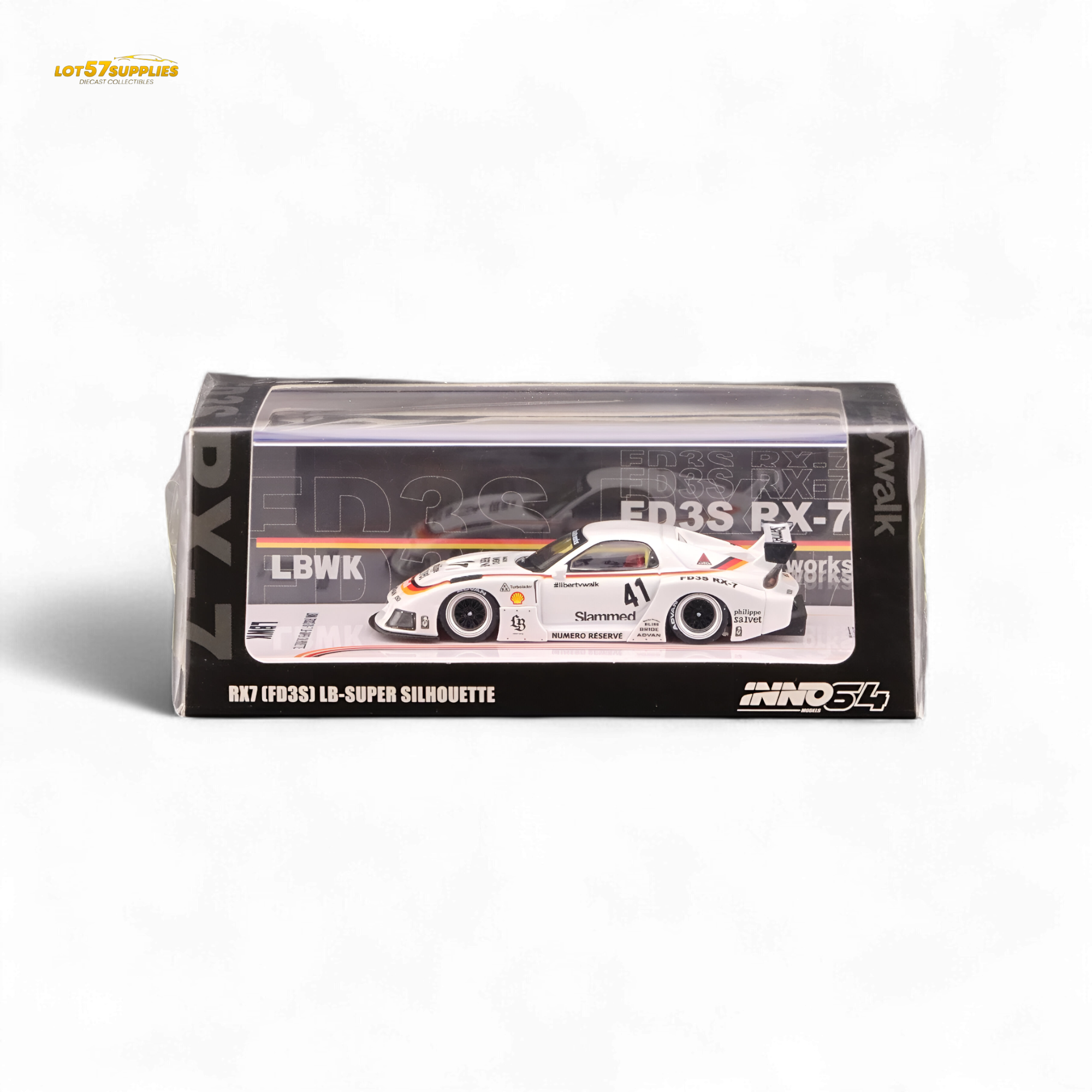 Inno64 Mazda RX-7 LBWK in White 1:64 IN64-LBWK-RX7-02
