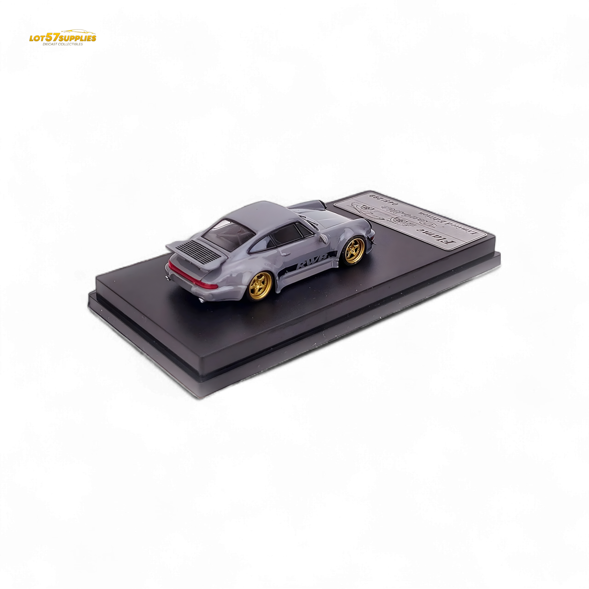 Flame Porsche 964 RWB Whale Tale in Cement Gray 1:64