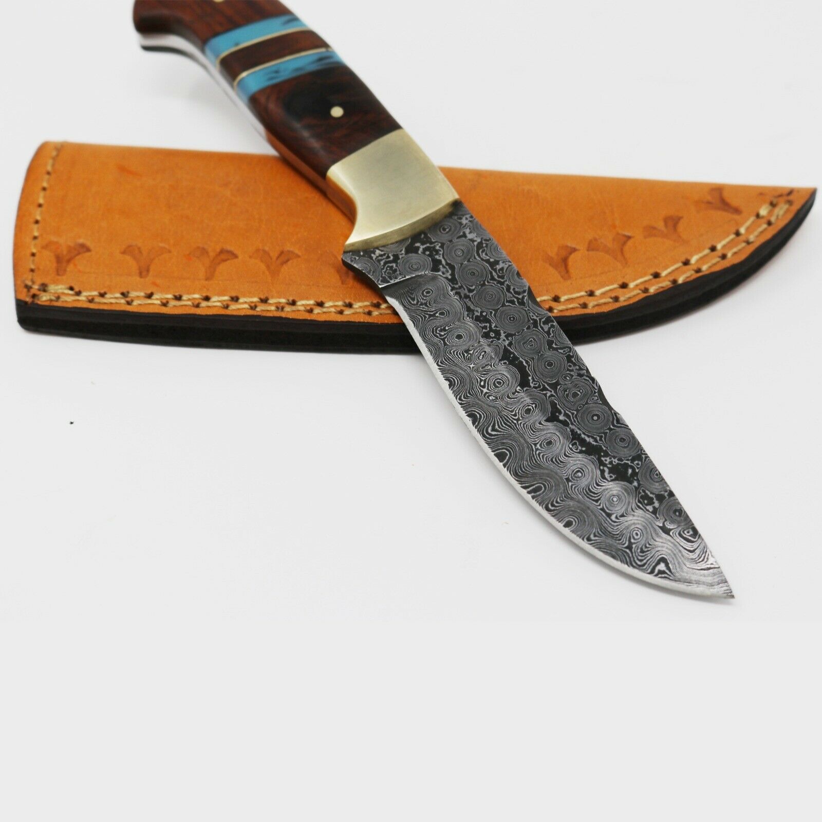 Custom Handmade Fixed Blade Damascus Steel Hunting Knife