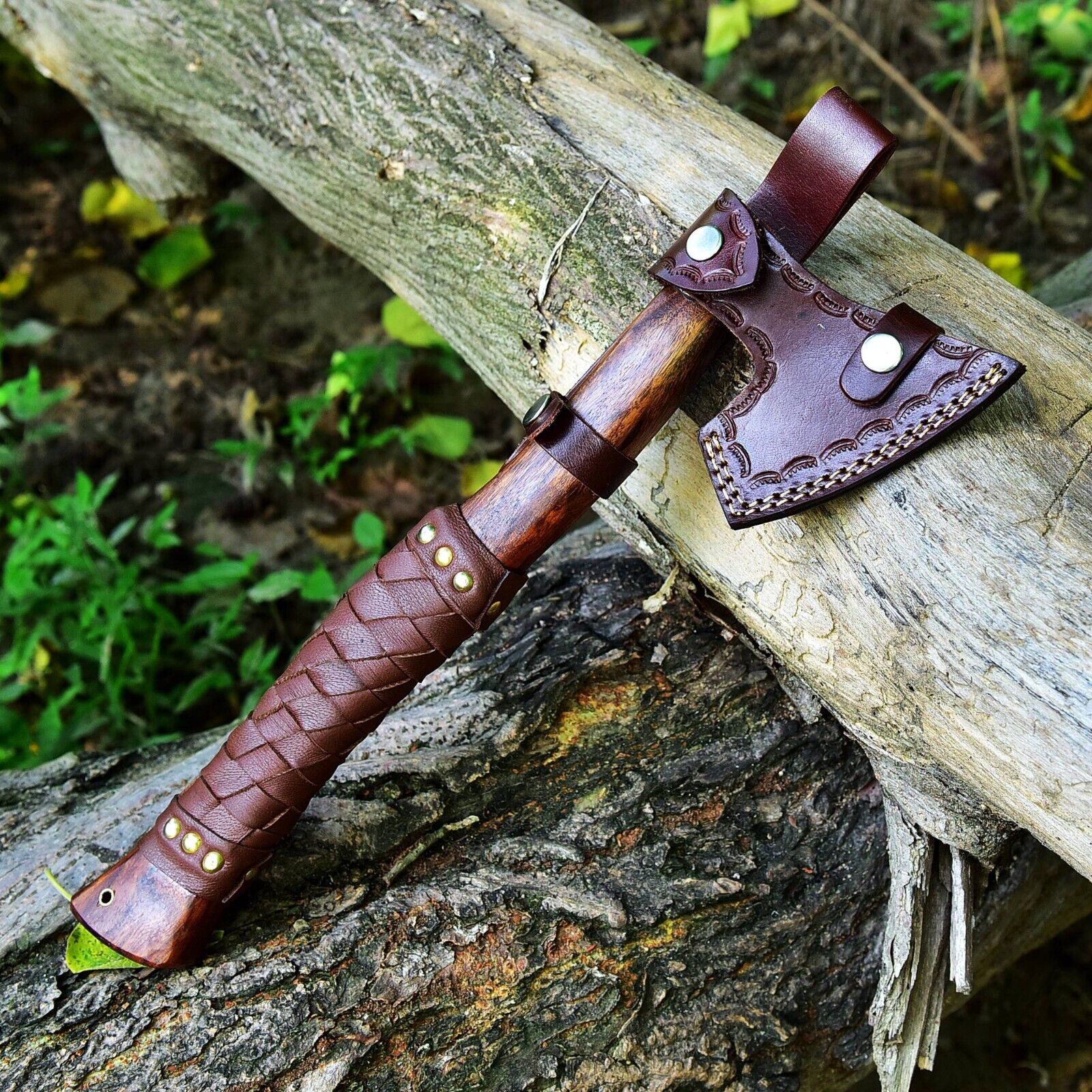 Custom Handmade Hand Engraved High Carbon Steel Viking Tomahawk Axe with Rosewood Handle by KBS Knives Store
