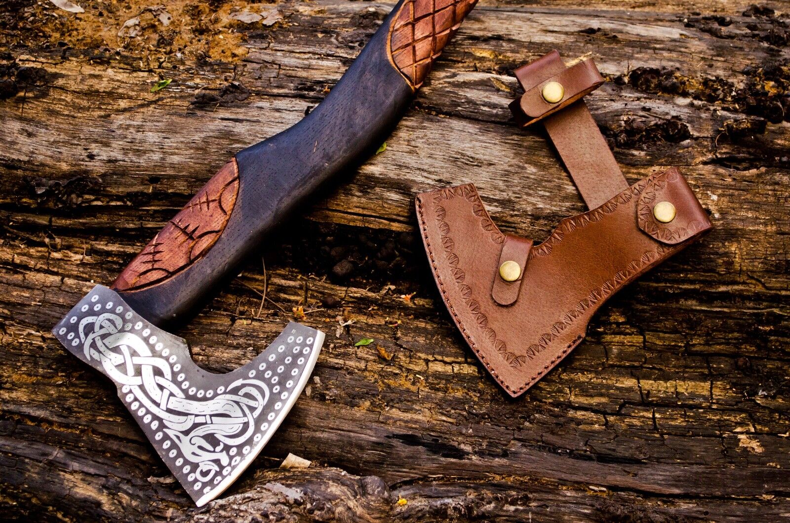 Handcrafted Battle Axe with Engraved 1095 Steel Blade and Hand Engraved Rosewood Handle – KBS Knives Store