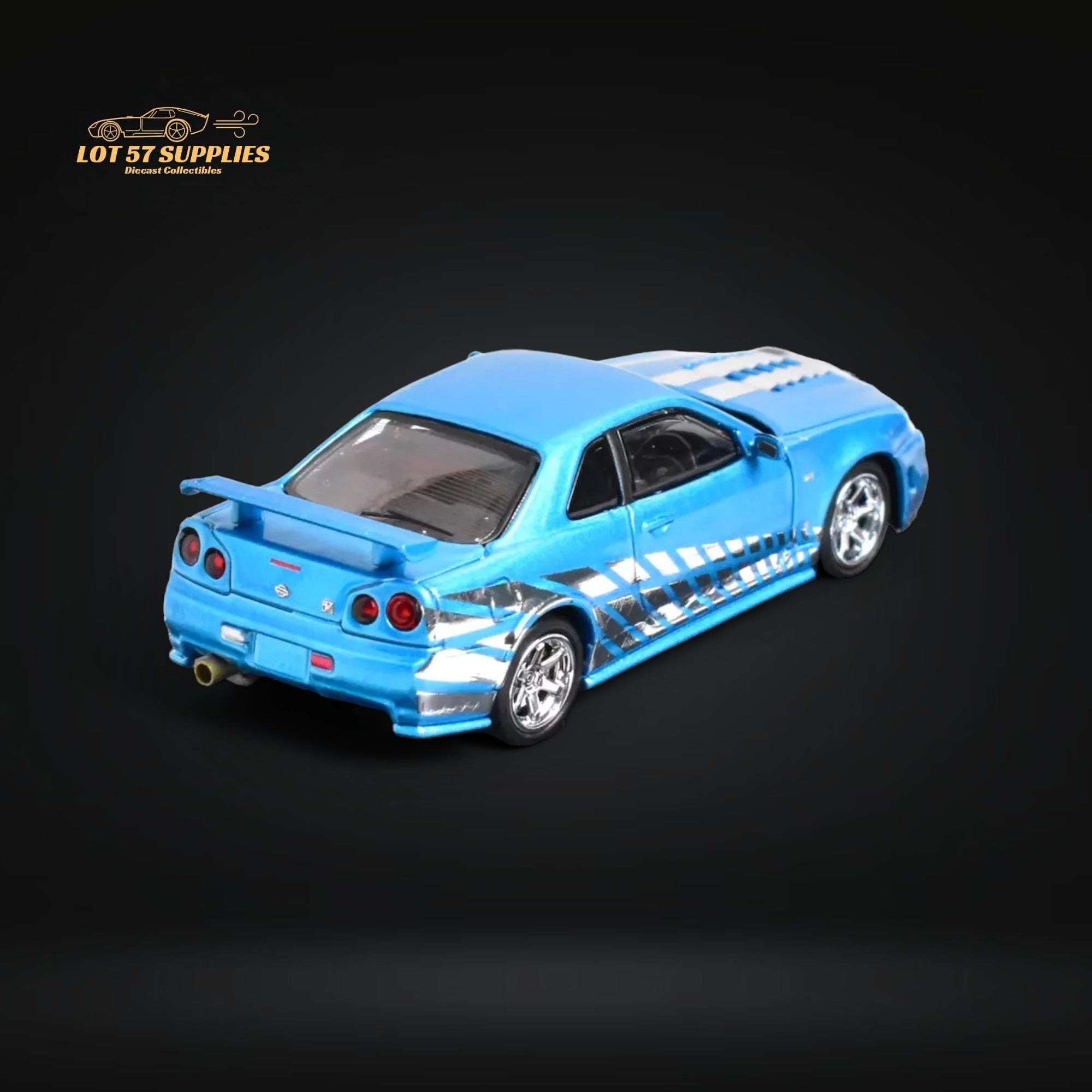 Stance Hunters Skyline GT-R R34 Z-Tune Guru Chrome Blue 888pcs 1:64